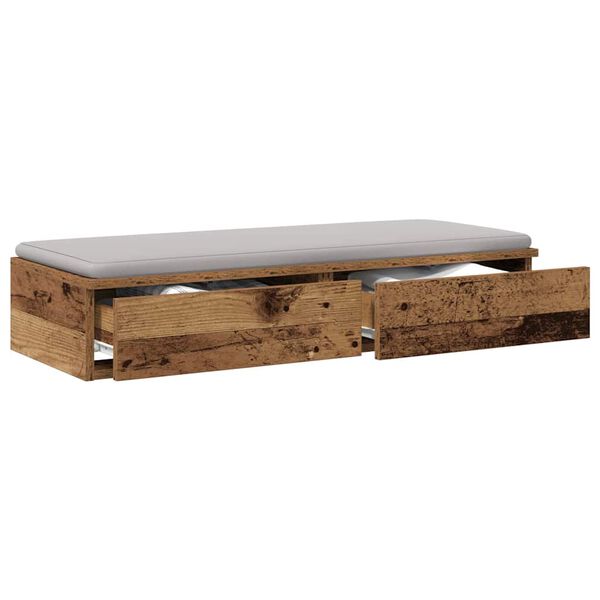vidaXL Bed Drawers Old Wood 35.43 x 14.37 x 6.50 in Engineered Wood