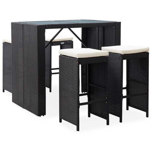 vidaXL Bar Set Poly rattan: Black