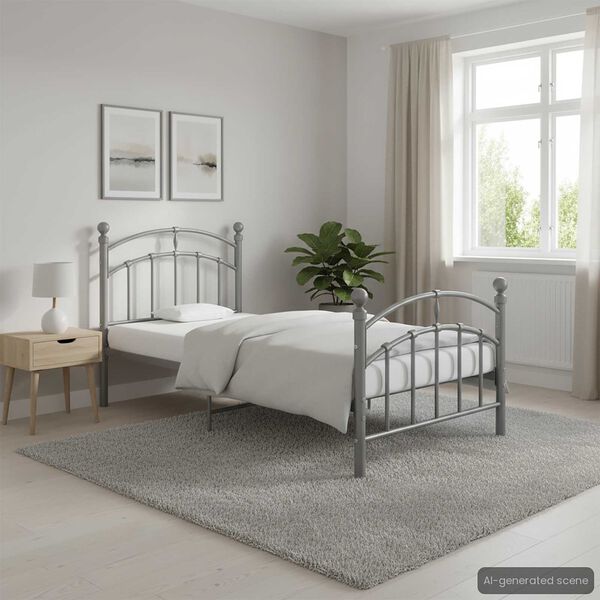 vidaXL Bed Frame Gray Powder-coated metal Single Durable Bed Frame
