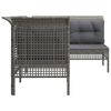vidaXL 4 Piece Patio Lounge Set with Cushions Grey Poly Rattan