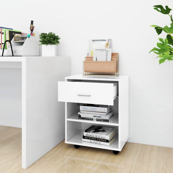 vidaXL Storage Cabinet High Gloss White Manufactured Wood Compact