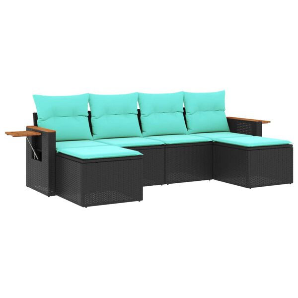 vidaXL Garden Sofa Set Black, Blue
