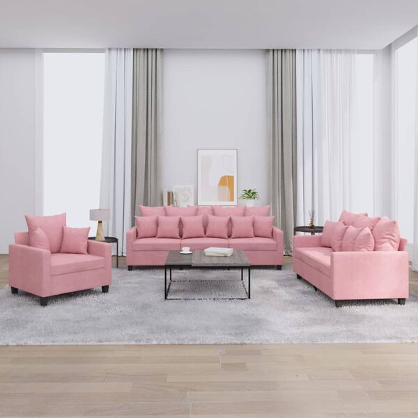 vidaXL Sofa Set Pink Velvet Large Must-Have Piece Sofa Set
