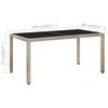 vidaXL Outdoor Dining Set Beige PE Rattan 29.5 x 59.1 in