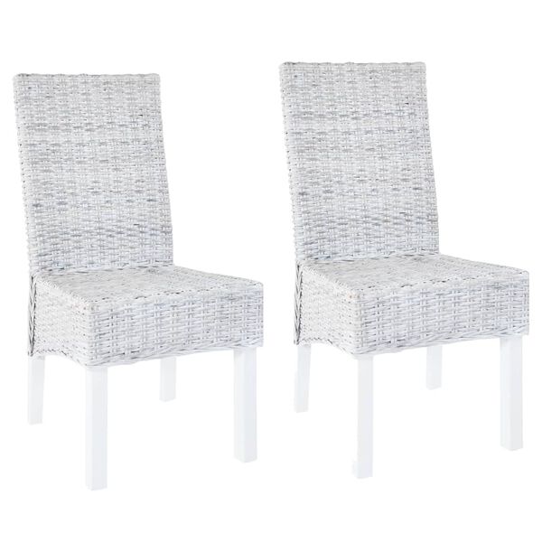 vidaXL Dining Chair Set of 2 Light brown with white wash finish