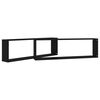vidaXL Wall Shelf Set of 2 Black Engineered wood 39.4 x 5.9 x 11.8 in
