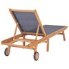 vidaXL Sun Lounger Teak and Black Teak wood and Textilene fabric Standard