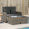 vidaXL Garden Sofa Gray PE wicker, acacia wood, powder-coated steel Medium