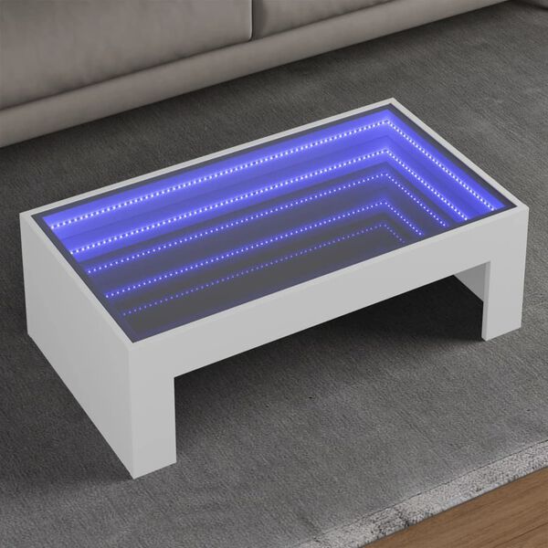vidaXL Coffee Table White Engineered wood, glass 35.4 x 19.7 x 11.8 in
