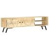 vidaXL TV Cabinet Natural, Brass Solid Mango Wood, Steel 55.1x11.8x15.7 in