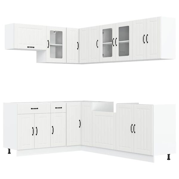 vidaXL Kitchen Cabinet Set White Engineered Wood, Glass 11 Piece Set