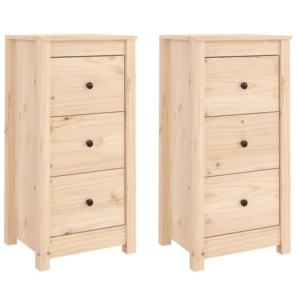 vidaXL Sideboards 2 pcs 15.7"x13.8"x31.5" Solid Wood Pine