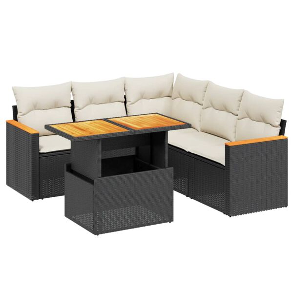 vidaXL Garden Sofa Set Black and cream