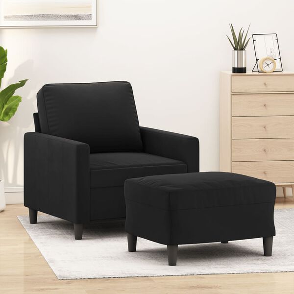 vidaXL Sofa Chair With Footstool Black