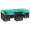 vidaXL 8 Piece Garden Sofa Set with Cushions Black Poly Rattan