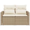 vidaXL Garden Sofa Beige PE Rattan Medium Adjustable Armrests
