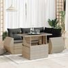 vidaXL Garden Sofa Set Light Grey PE Rattan Large Adjustable Armrests