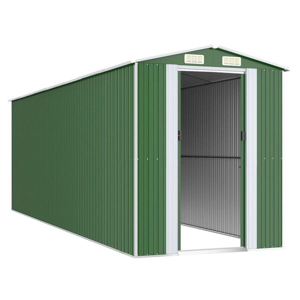 vidaXL Garden Shed Green Galvanized Steel Large Garden Shed