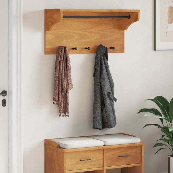 vidaXL Wall-mounted Coat Rack Acacia Finish Solid pinewood, engineered wood