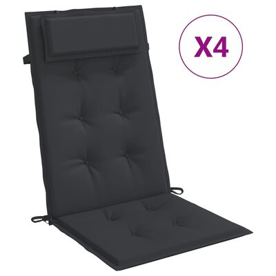 vidaXL Highback Chair Cushions 4 pcs Black Oxford Fabric