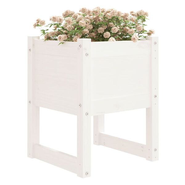 vidaXL Planter White Solid pine wood 15.7x15.7x20.7 inches
