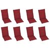 vidaXL Reclining Patio Chairs with Cushions 8 pcs Solid Teak Wood