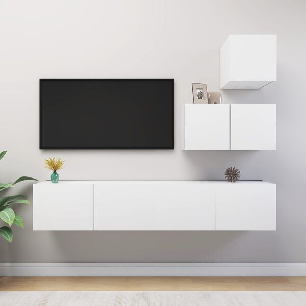 vidaXL TV Cabinet Set White Engineered wood Standard TV Cabinet Set