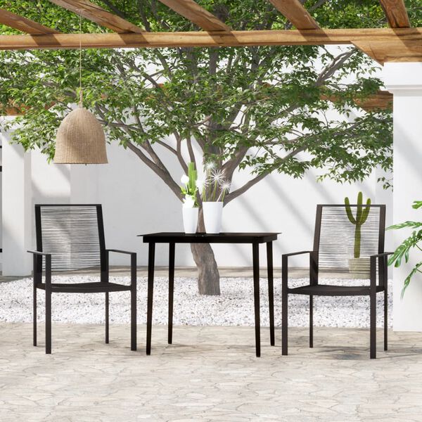 vidaXL Dining Set Black Powder-Coated Steel, Glass, PVC Hollow Rattan