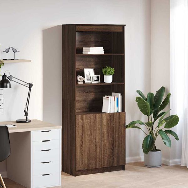 vidaXL Highboard Brown Oak Engineered Wood Tall Highboard Rectangular