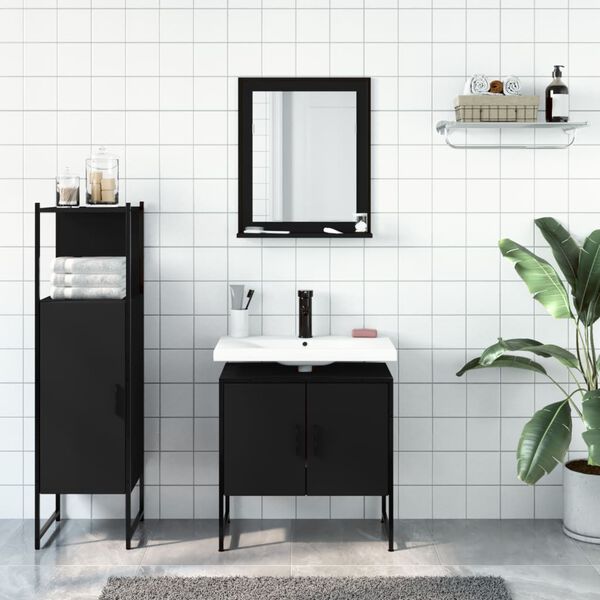 vidaXL Bathroom Cabinet Set Black
