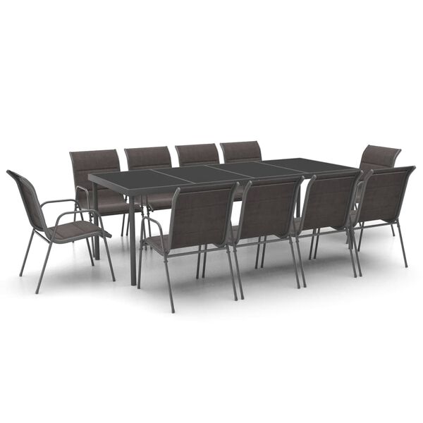 vidaXL 11 Piece Patio Dining Set Steel