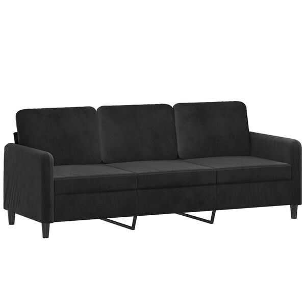 vidaXL Sofa Set Black Velvet (100% polyester), metal, textilene, plywood