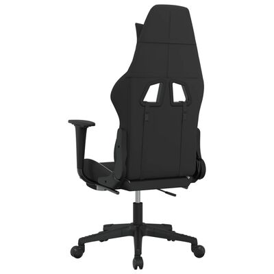 vidaXL Massage Gaming Chair with Footrest Black and White Fabric