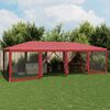 vidaXL Party Tent Red HDPE, powder-coated iron 8x4 ft
