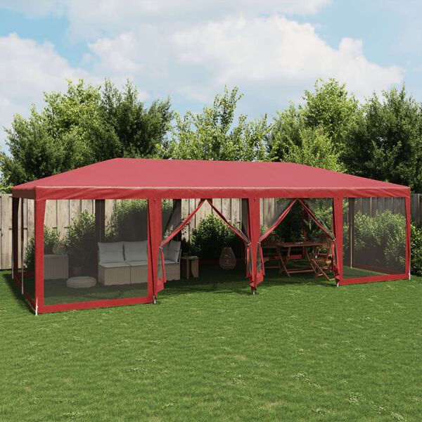 vidaXL Party Tent Red HDPE, powder-coated iron 8x4 ft