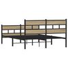 vidaXL Bed Frame Sonoma Oak, Black Iron, Engineered Wood Full Bed Frame
