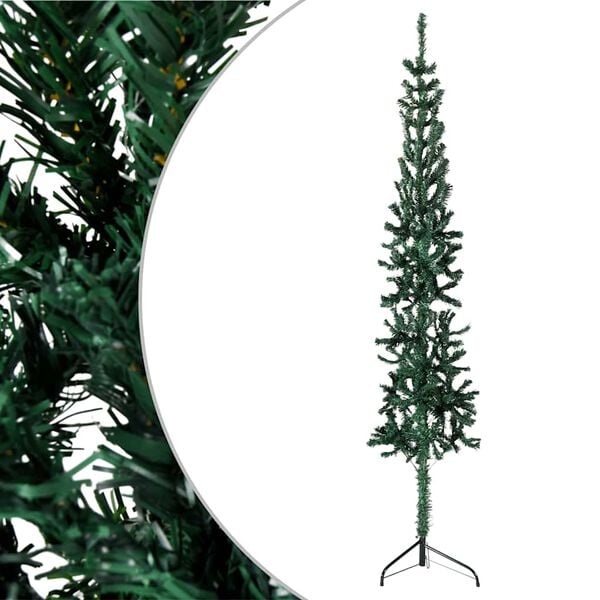 vidaXL Artificial Half Christmas Tree Green PVC 70.9 in