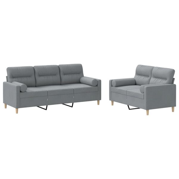 vidaXL Sofa Set Light grey Fabric (100% polyester), metal, plywood Large