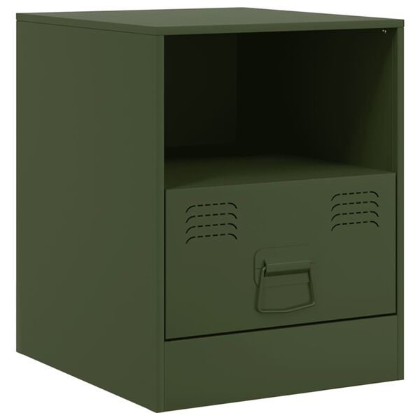 vidaXL Bedside Cabinet Olive green Cold-rolled steel Medium