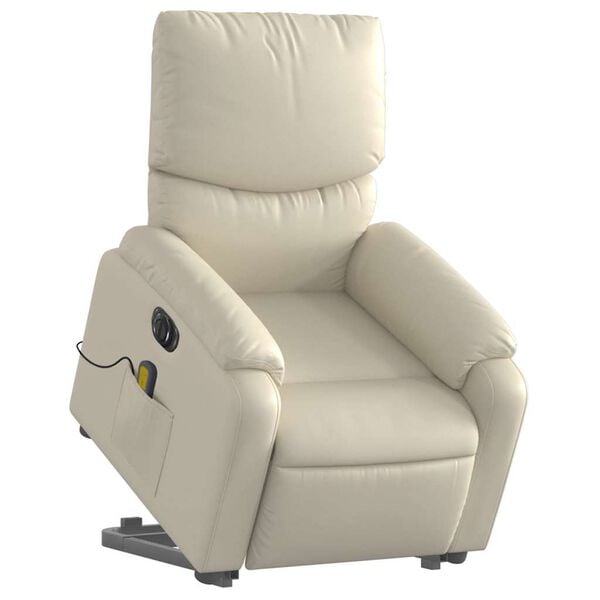 vidaXL Electric Stand Up Massage Recliner Chair Cream