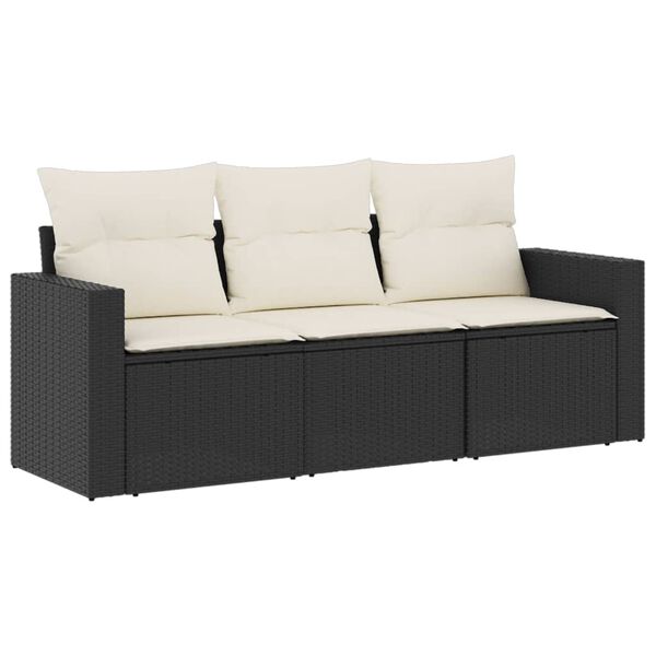 vidaXL Garden Sofa Set Black Sofa, Cream Cushions