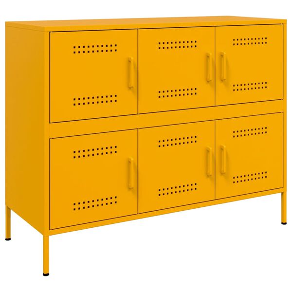 vidaXL Sideboard Mustard Yellow Cold-Rolled Steel Medium Adjustable Feet