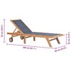 vidaXL Sun Lounger Teak and Black Teak wood and Textilene fabric Standard