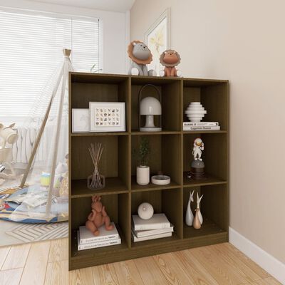 vidaXL Book Cabinet/Room Divider Honey Brown 40.9"x13.2"x43.3" Solid Wood Pine