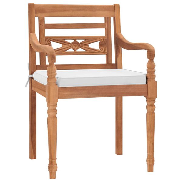 vidaXL Garden Chair Set of 2 Brown Teak wood and cotton Standard