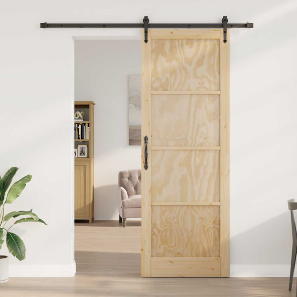 vidaXL Sliding Door ORKDAL Natural and Black 32.68 x 91.34 in