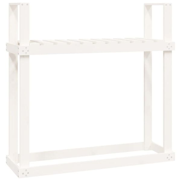 vidaXL Firewood Rack White 43.3x13.8x42.7" Solid Wood Pine