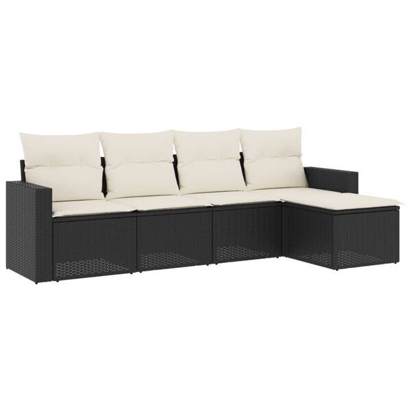 vidaXL Garden Sofa Set Black, Cream White