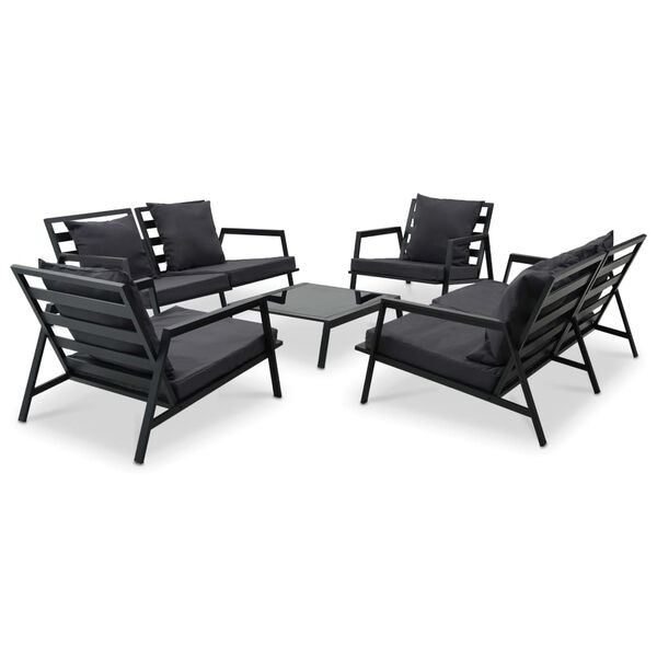 vidaXL 5 Piece Patio Lounge Set with Cushions Aluminium Dark Grey