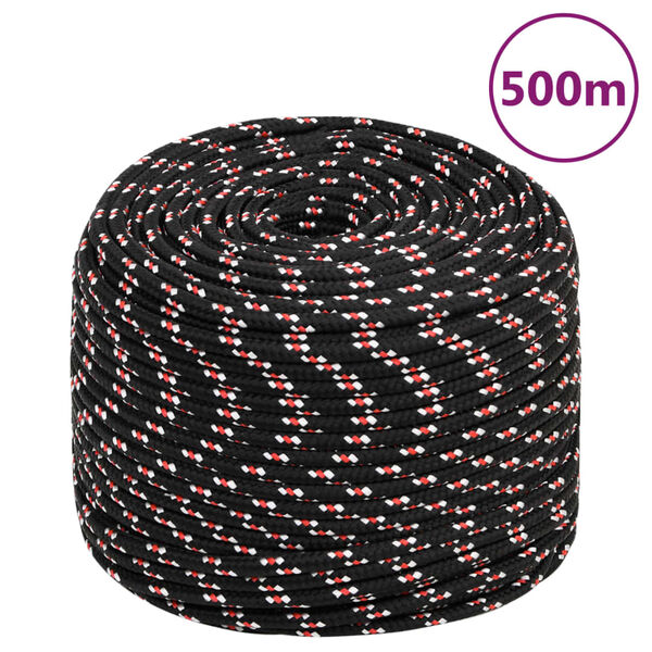 vidaXL Boat Rope Black 0.39 " 1640.4 ' Polypropylene